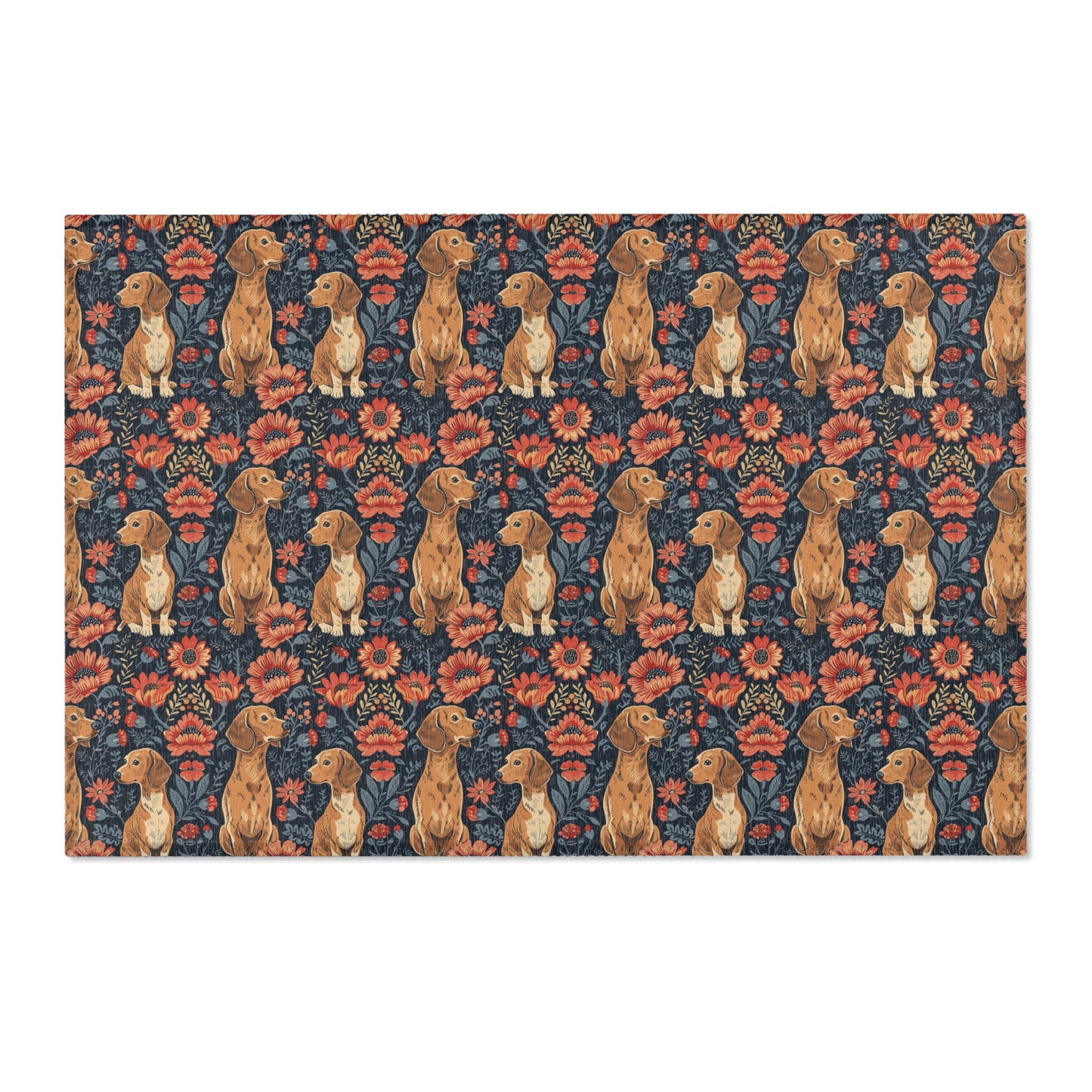 Dachshund Heritage - William Morris Inspired Area Rug