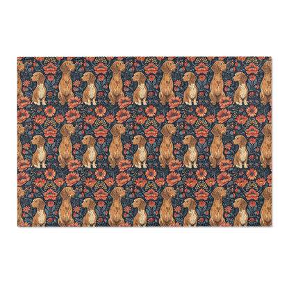 Dachshund Heritage - William Morris Inspired Area Rug