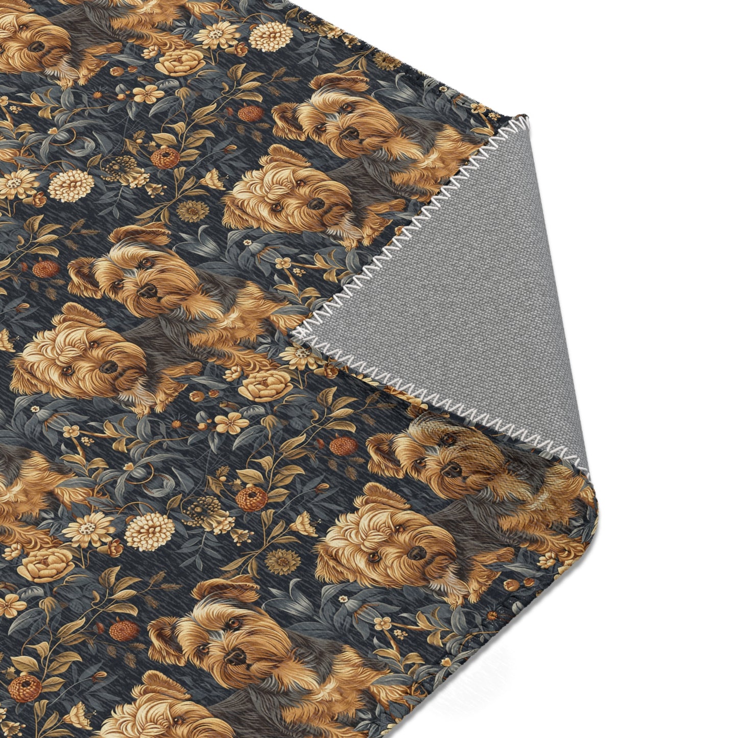 Regal Yorkies: A William Morris-Inspired Tapestry Rug