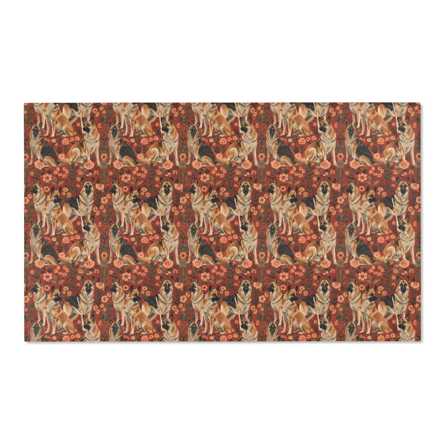 Shepherd's Splendor - German Shepherd William Morris Inspired Area Rug