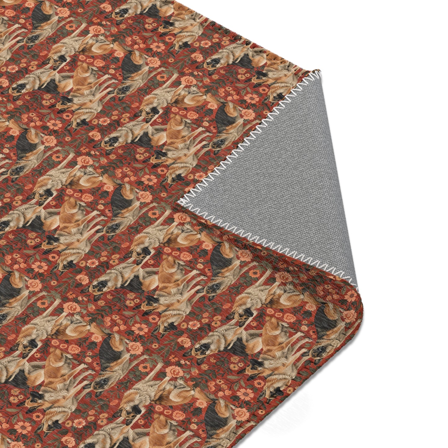 Shepherd's Splendor - German Shepherd William Morris Inspired Area Rug