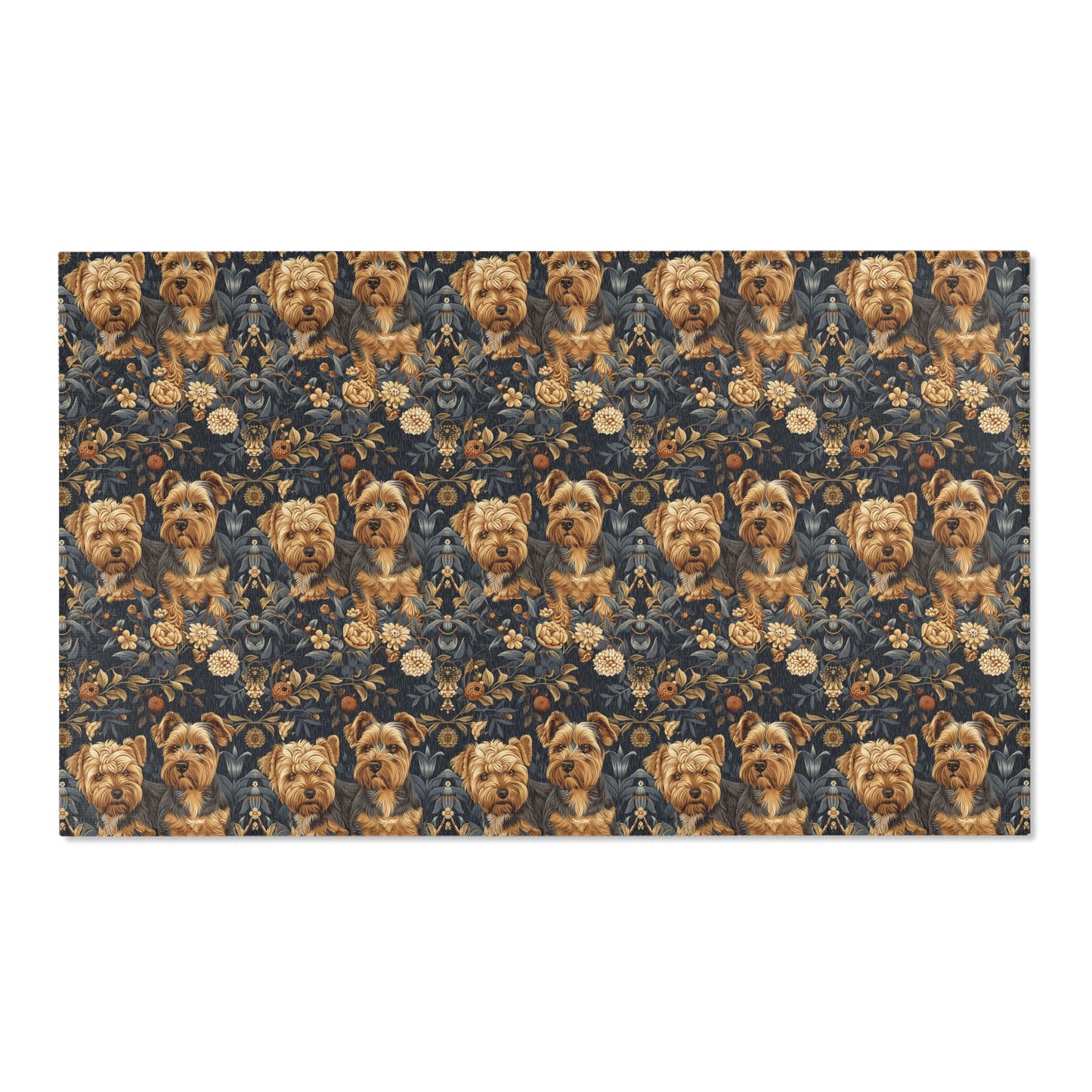 Regal Yorkies: A William Morris-Inspired Tapestry Rug