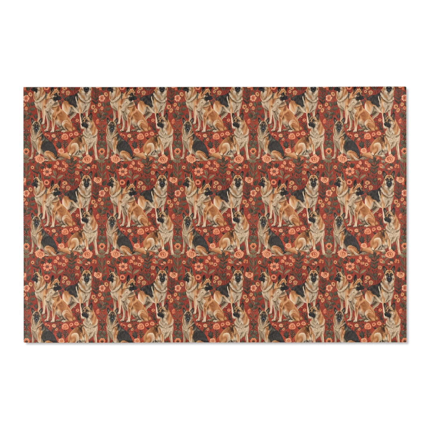 Shepherd's Splendor - German Shepherd William Morris Inspired Area Rug