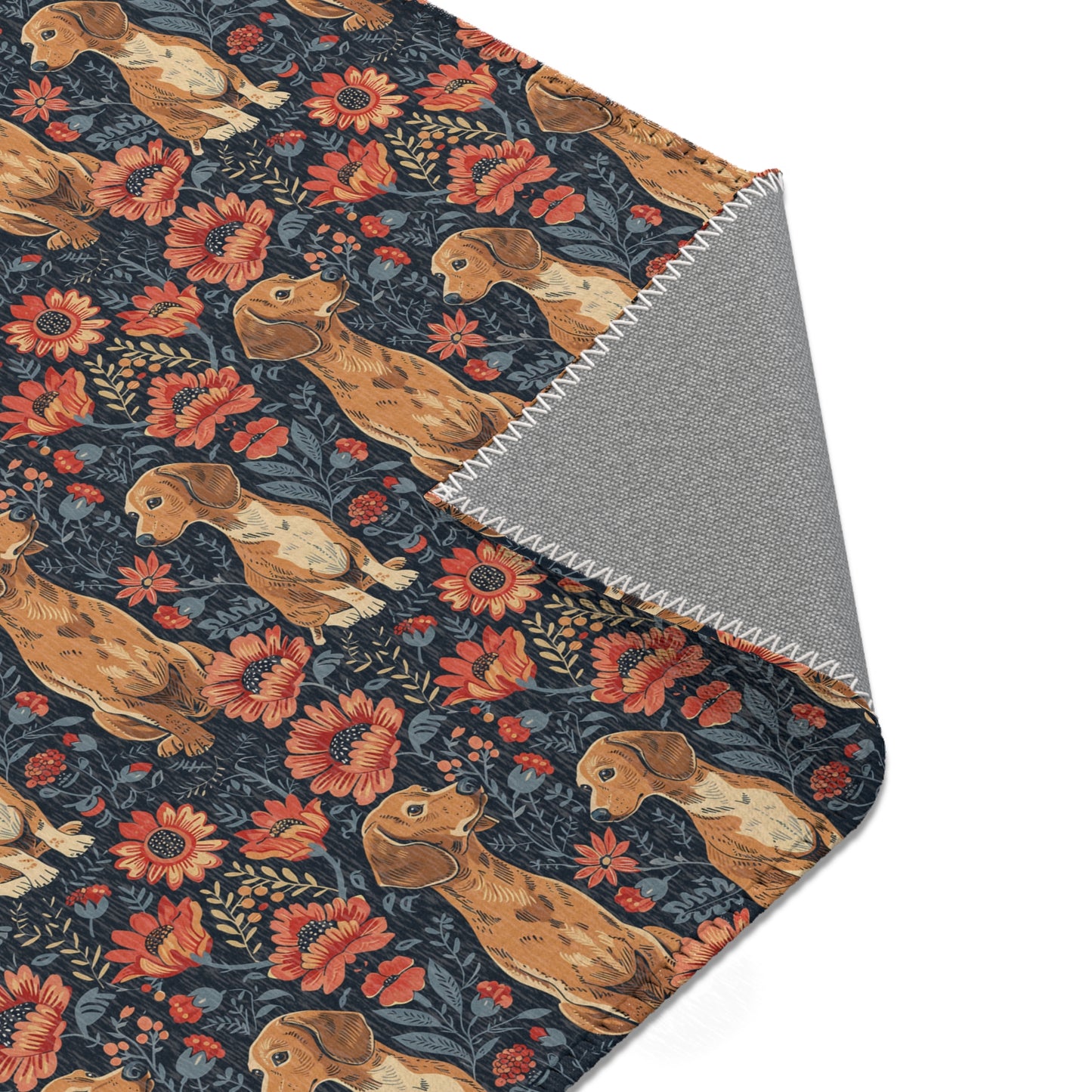 Dachshund Heritage - William Morris Inspired Area Rug