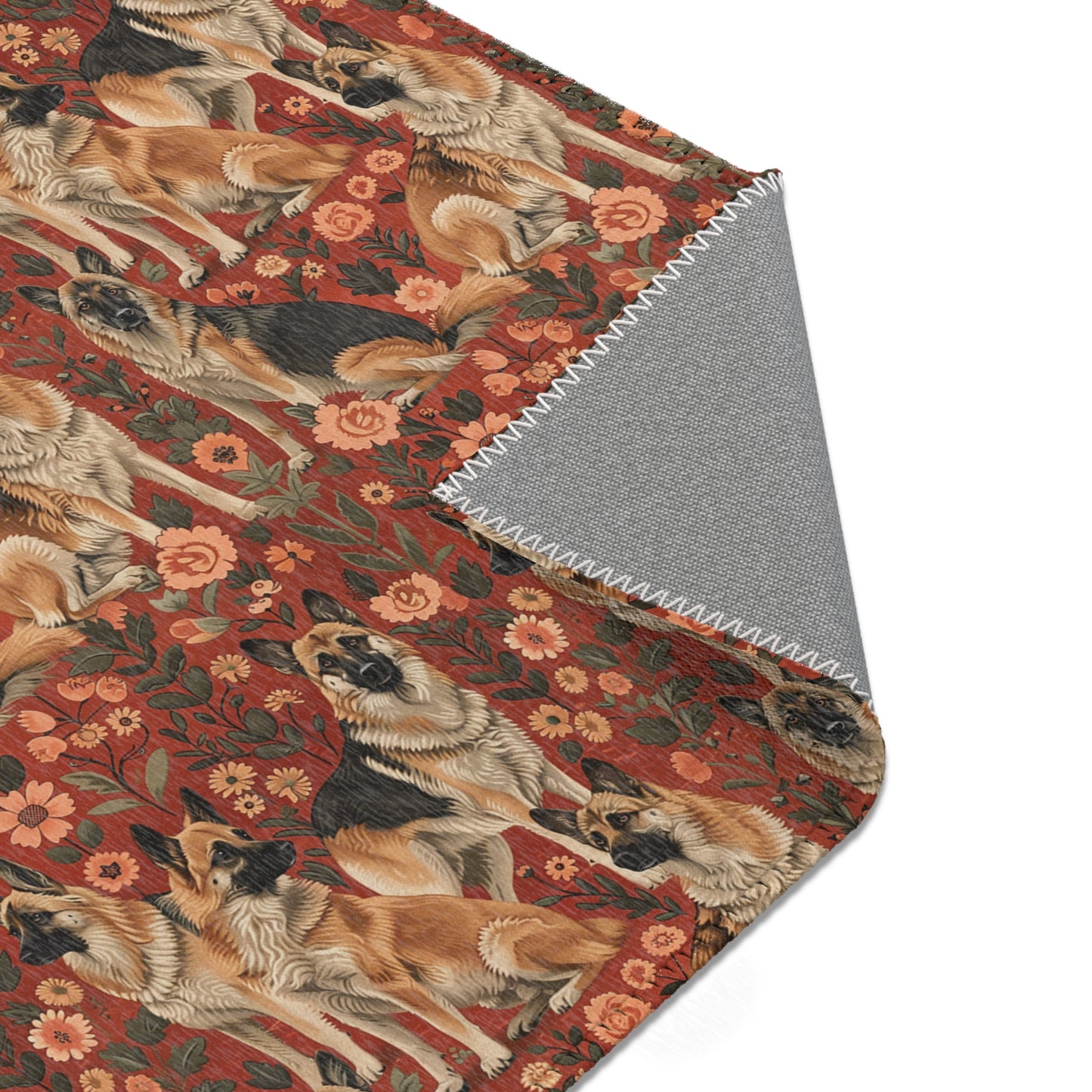 Shepherd's Splendor - German Shepherd William Morris Inspired Area Rug