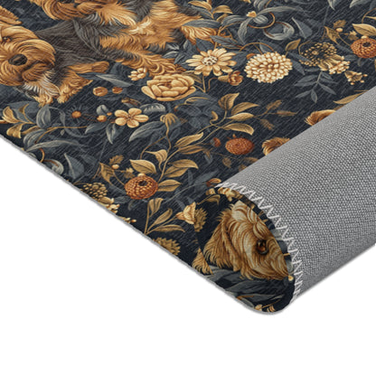 Regal Yorkies: A William Morris-Inspired Tapestry Rug