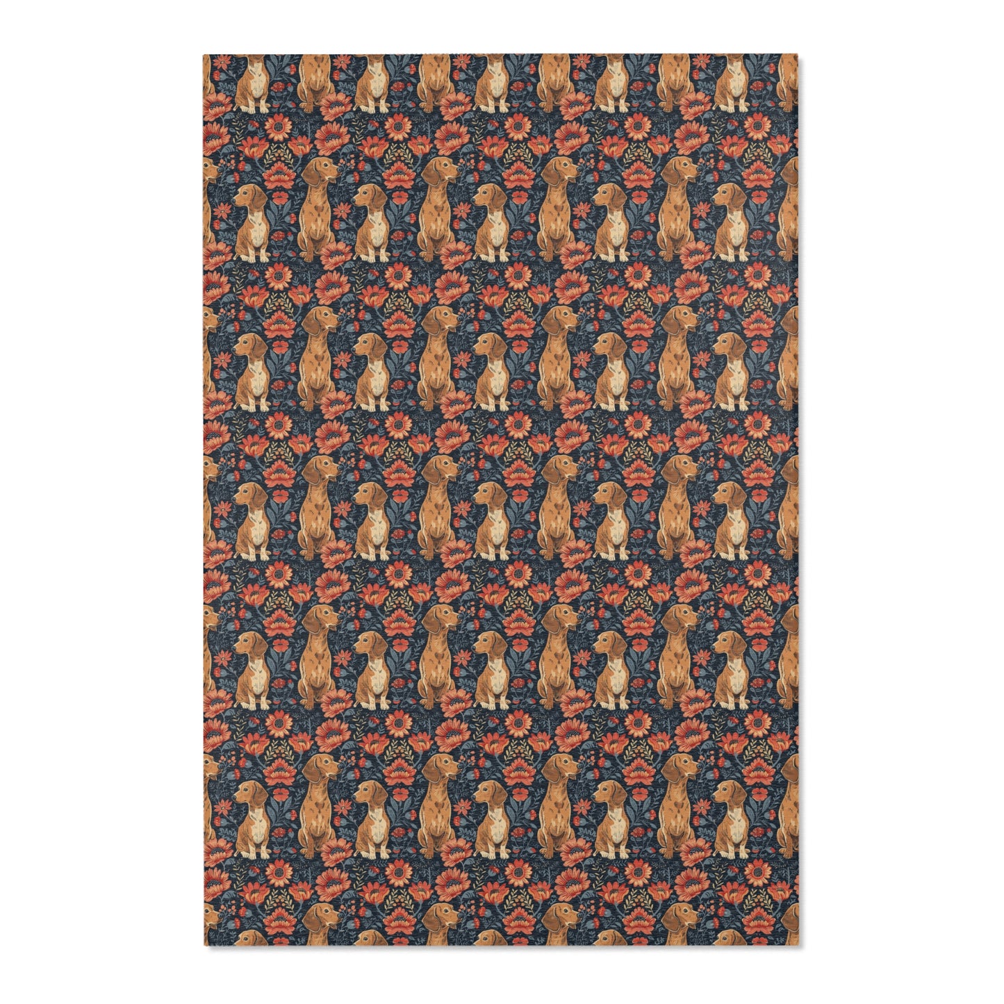 Dachshund Heritage - William Morris Inspired Area Rug