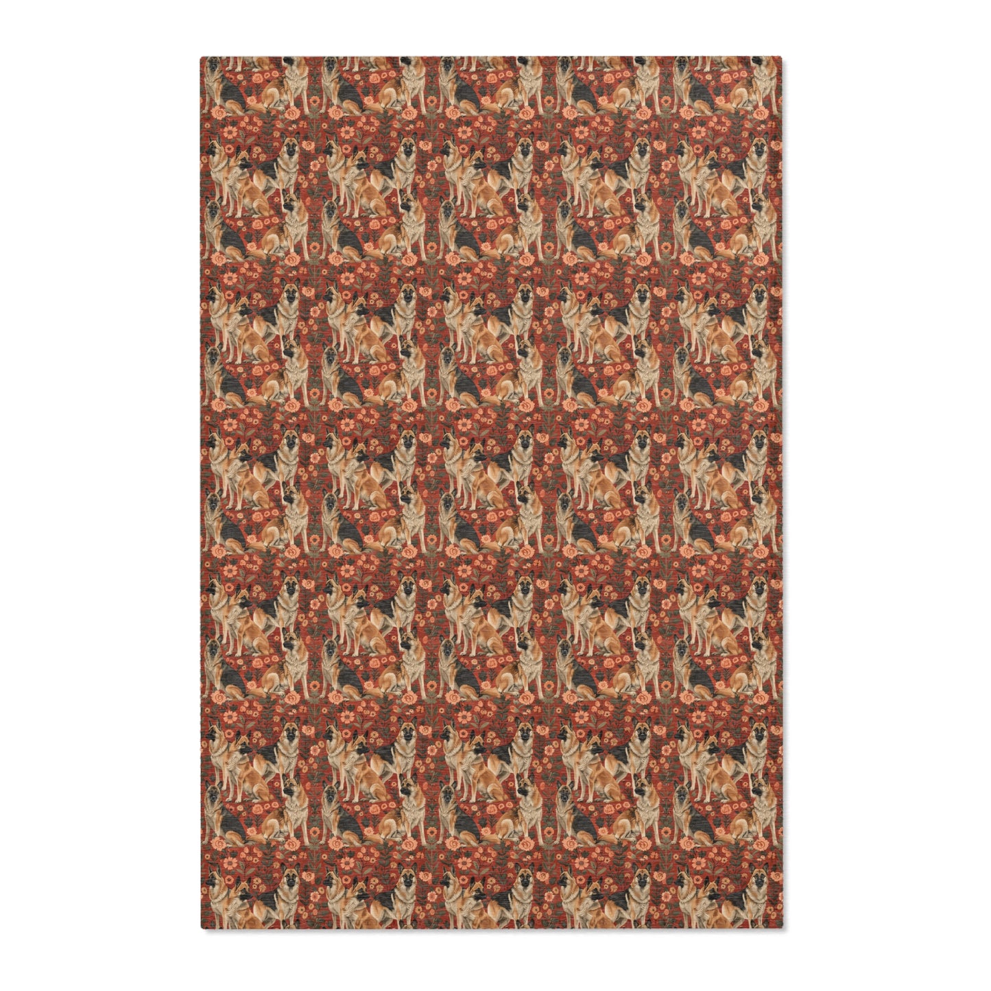 Shepherd's Splendor - German Shepherd William Morris Inspired Area Rug