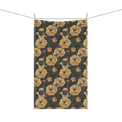 Pug in Bloom - William Morris Inspired Kitchen Towel