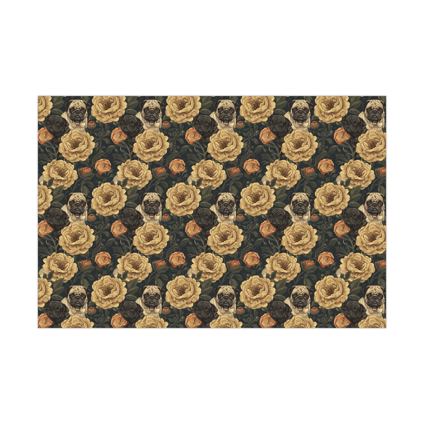 Pugs in Bloom Wrapping Paper