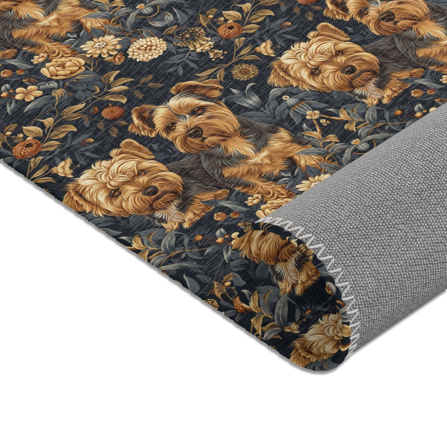 Regal Yorkies: A William Morris-Inspired Tapestry Rug