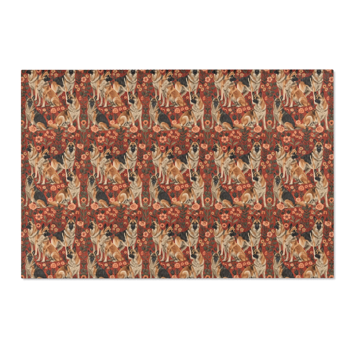 Shepherd's Splendor - German Shepherd William Morris Inspired Area Rug