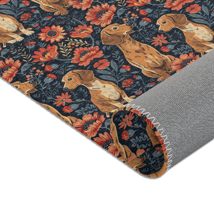 Dachshund Heritage - William Morris Inspired Area Rug